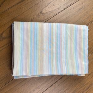 1980s Twin Size Flat Sheet, Thomaston Sheet, Vintage 80s Striped Bedding